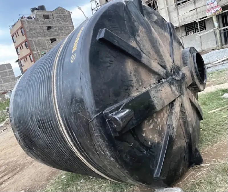 Repaired water tank after service